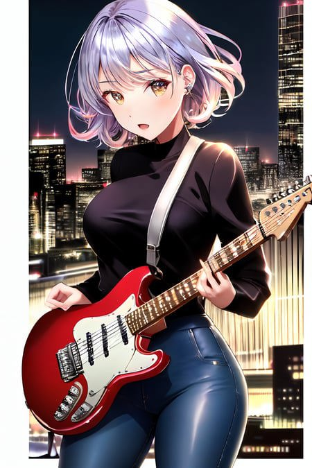 00111-3292382784-Masterpiece, best quality, 1girl with short curly hair in a bold shade of purple, wearing a red and black leather jacket and hig.png